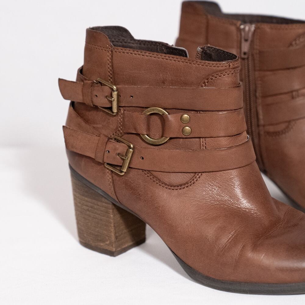 Josef Seibel Britney Brown Leather Ankle Boots EU 39 US 8-8.5 Classic Moto Biker - Picture 2 of 12